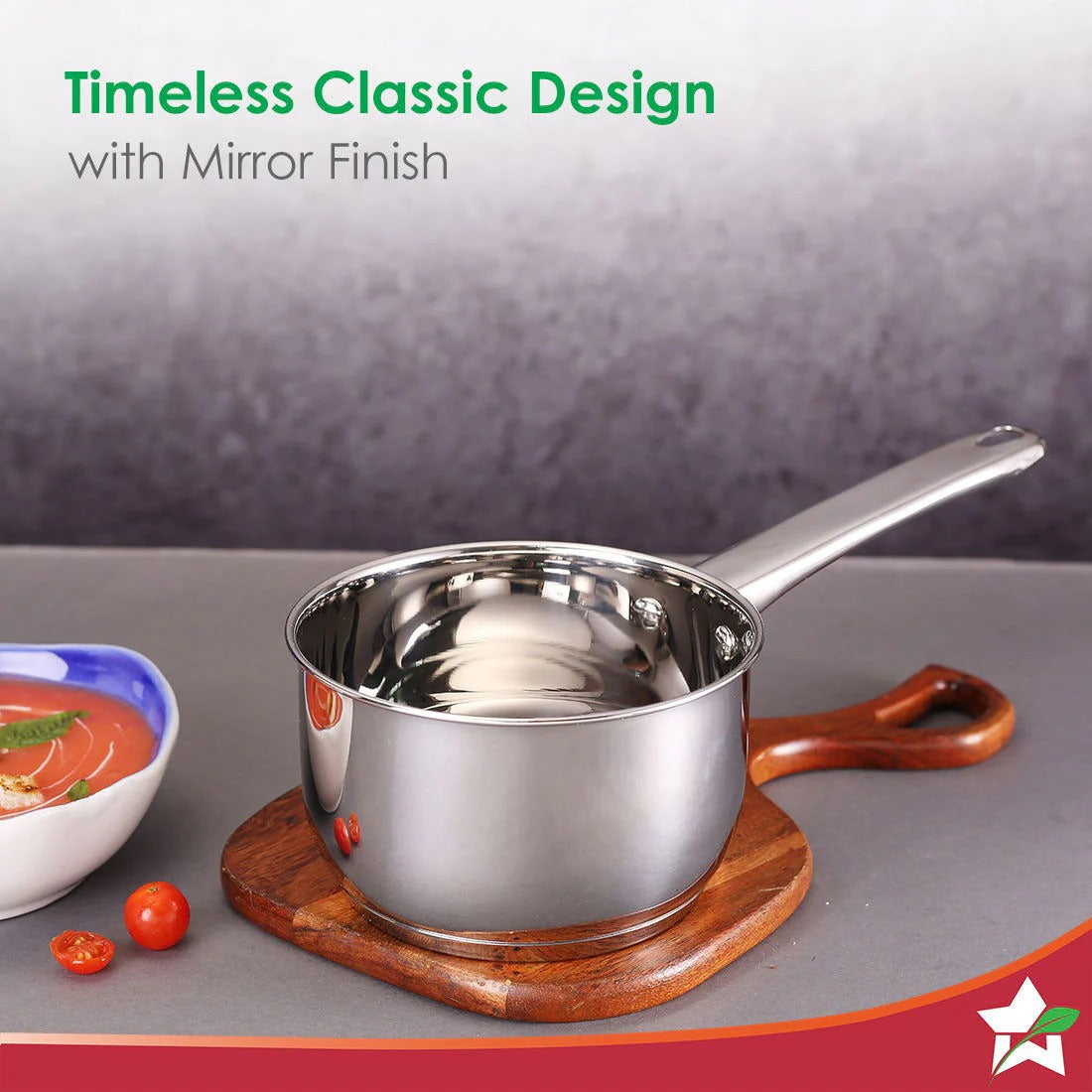 Wonderchef Venice Stainless Steel Sauce Pan 1.2L Tri-Ply