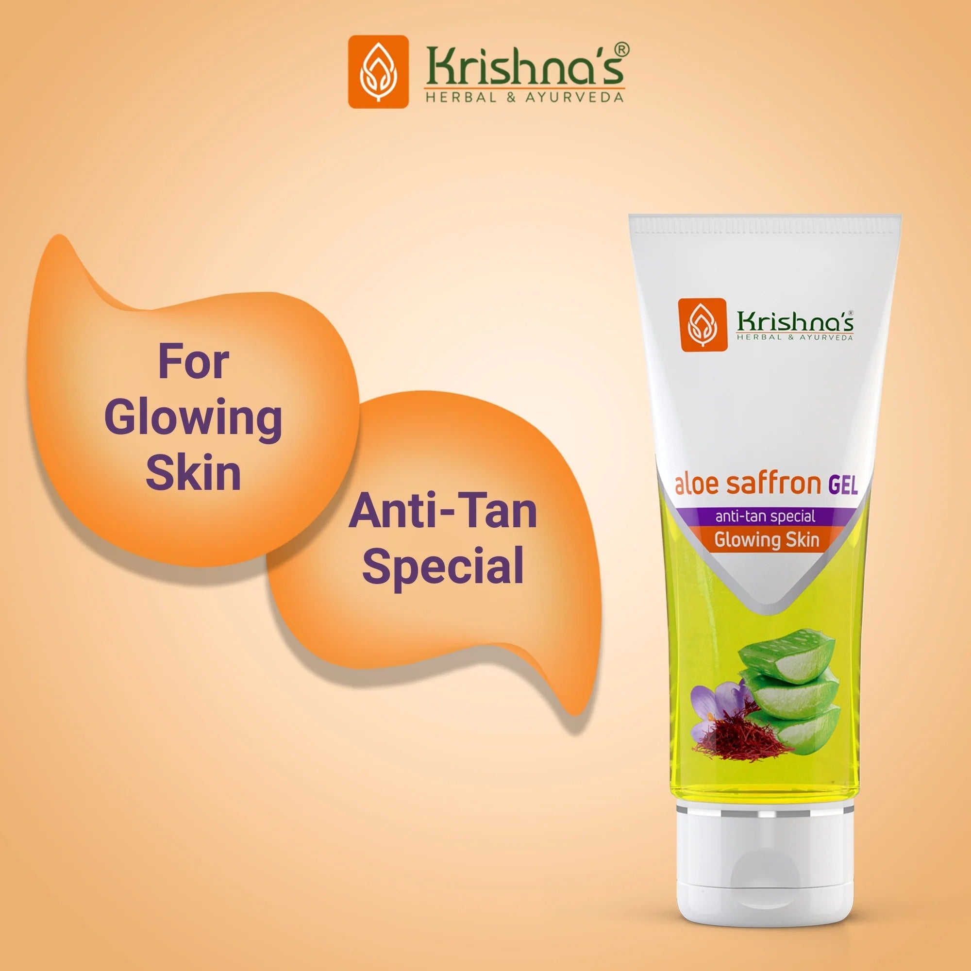 Krishna's Herbal & Ayurveda Aloe Vera Saffron Gel - 100 gms