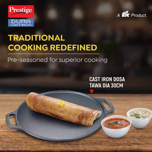 Prestige Dura Cast Iron Non-Stick Dosa Tawa 30cm