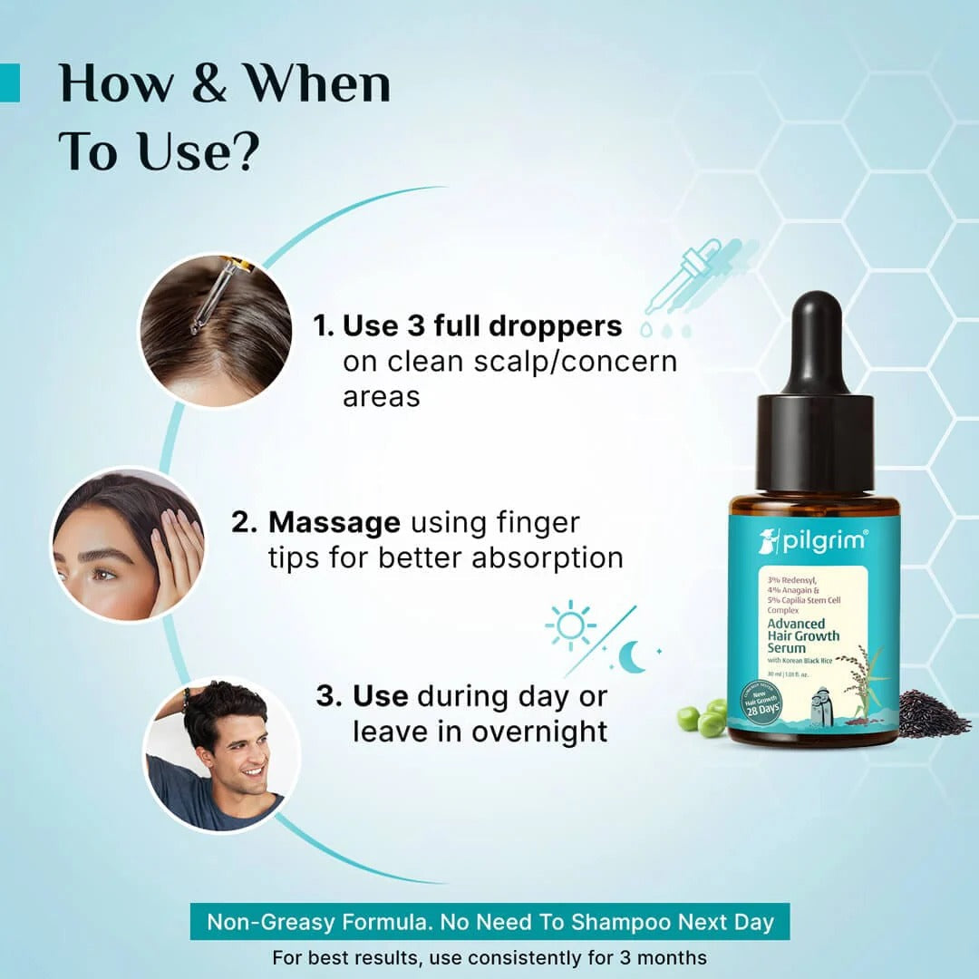 Pilgrim 3% Redensyl 4% Anagain & 5% Capilia Stem Cell Complex Advanced Hair Growth Serum - 50 ml