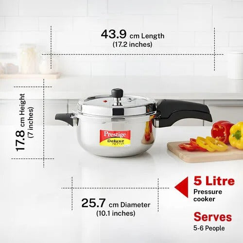 Prestige Deluxe Alpha Svachh Stainless Steel Spillage Control Pressure Cooker