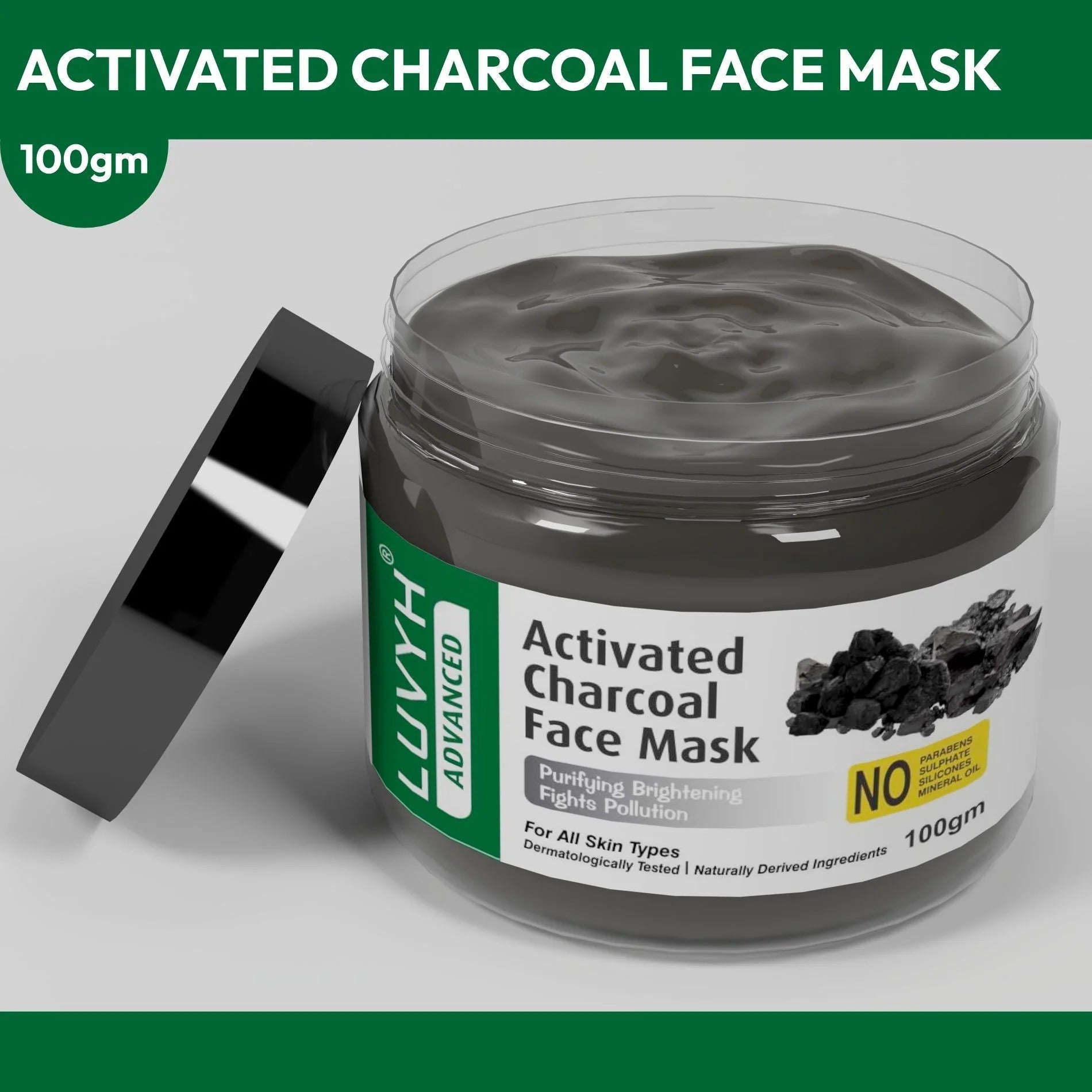 LuvYH Activated Charcoal Face Mask - 100g