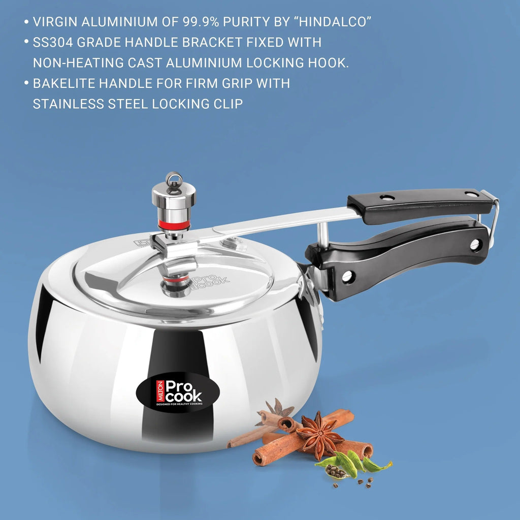Milton ProCook Curve Aluminium Inner Lid Induction Pressure Cooker