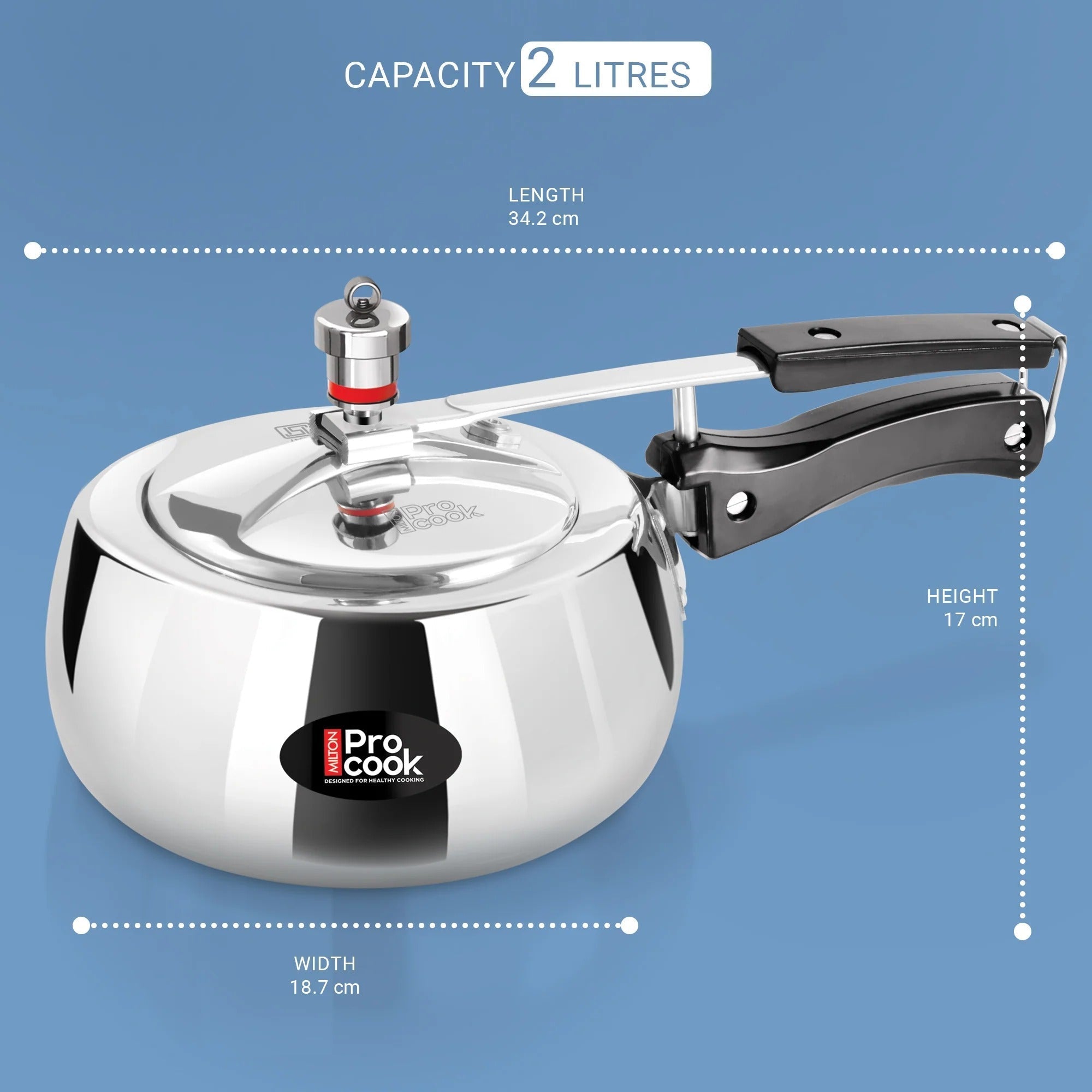 Milton ProCook Curve Aluminium Inner Lid Induction Pressure Cooker