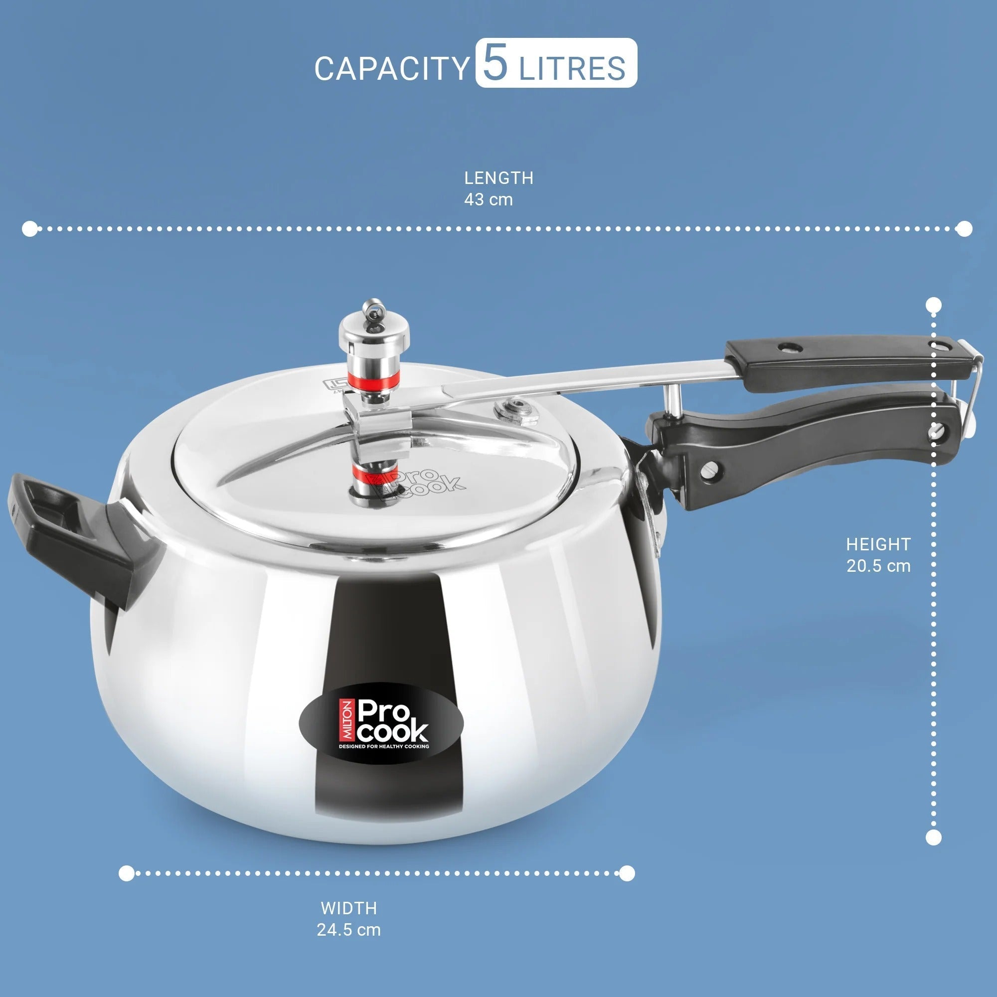 Milton ProCook Curve Aluminium Inner Lid Induction Pressure Cooker