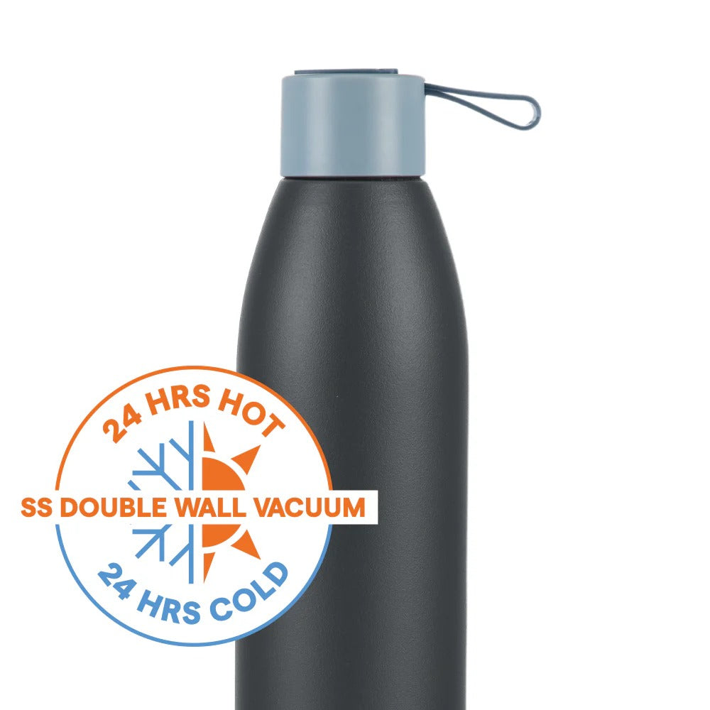 Borosil Duomate Vacuum Insulated Stainless Steel Bottle Black 750ml