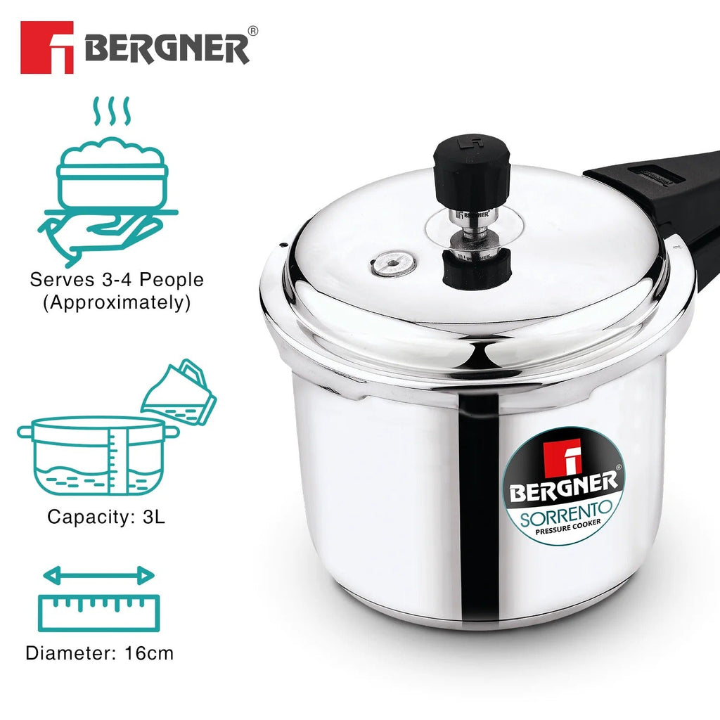 Bergner Sorento Stainless Steel Outer Lid Pressure Cooker 3L (BGIN-1851)