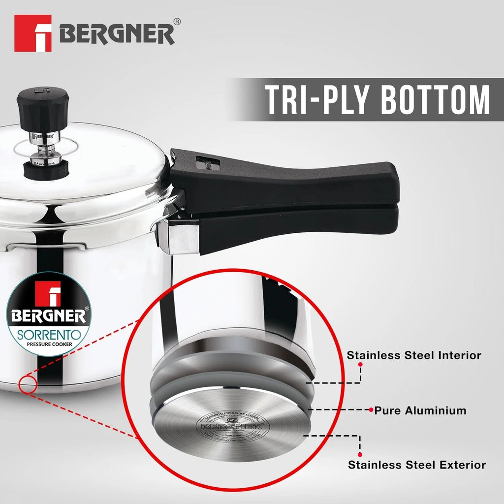 Bergner Sorento Stainless Steel Outer Lid Pressure Cooker 3L (BGIN-1851)