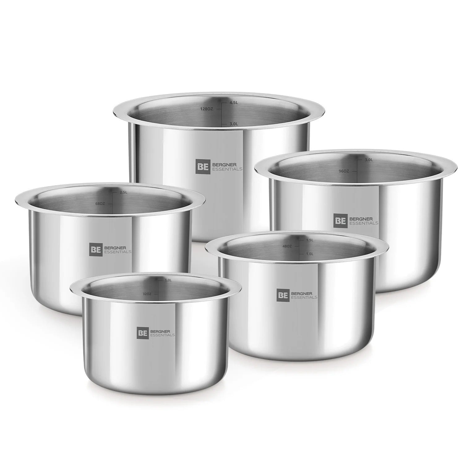 Bergner BE Essentials 5 Pcs Tope Set Stainless Steel (BGIN-6249)