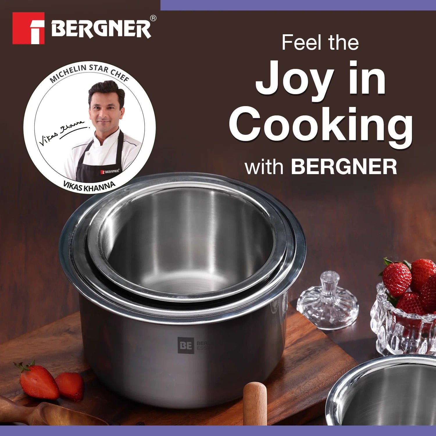 Bergner BE Essentials 5 Pcs Tope Set Stainless Steel (BGIN-6249)