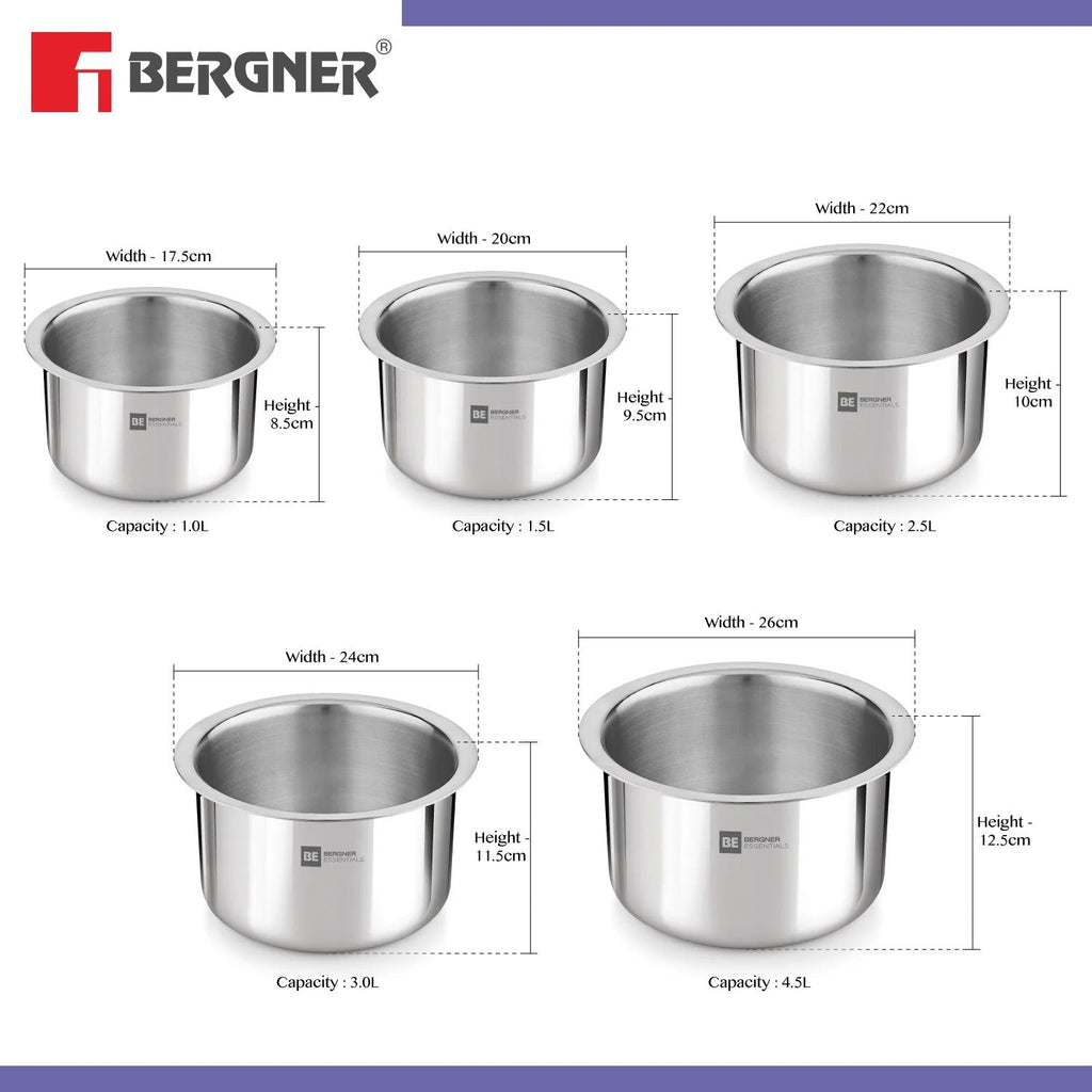Bergner BE Essentials 5 Pcs Tope Set Stainless Steel (BGIN-6249)