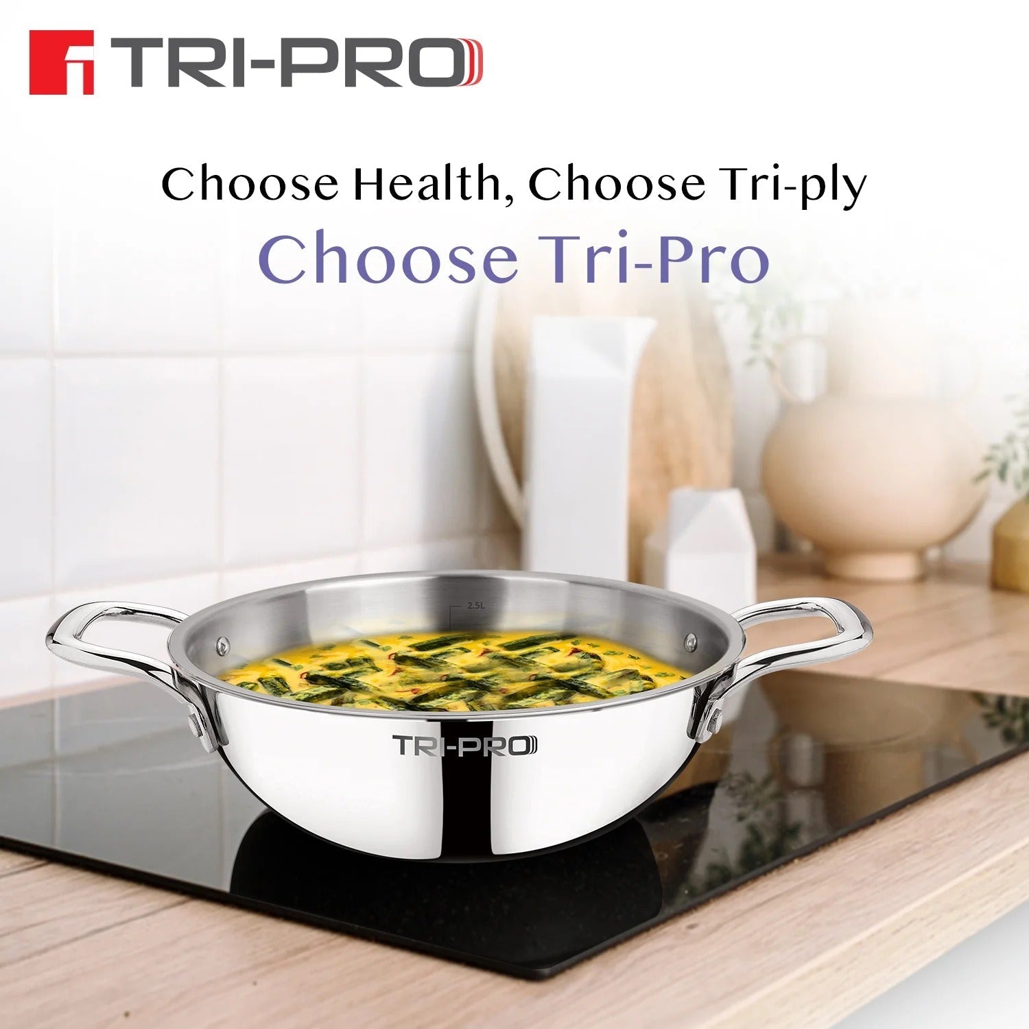 Bergner Tri Pro Induction Bottom 3 Pcs Cookware Set (BGIN-6560)