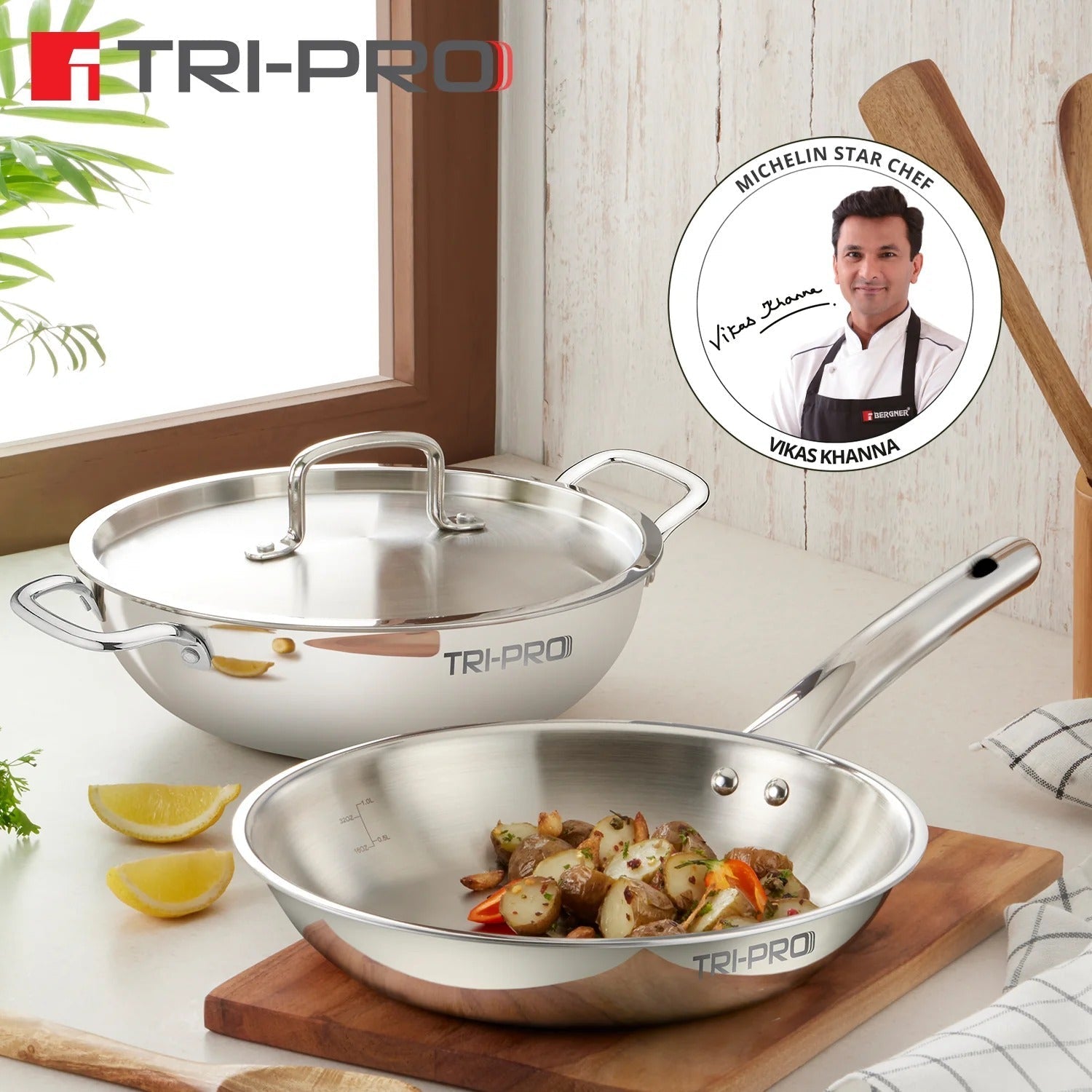 Bergner Tri Pro Induction Bottom 3 Pcs Cookware Set (BGIN-6560)