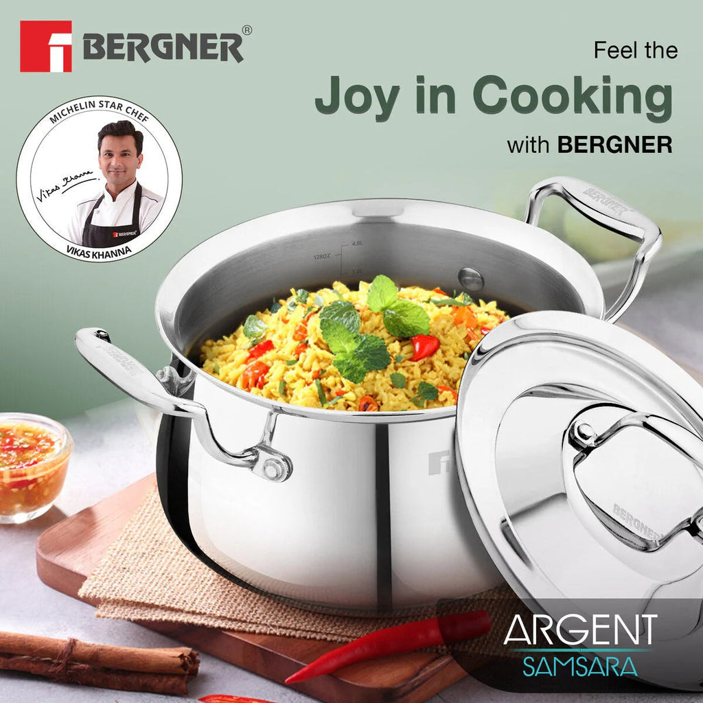 Bergner Argent Samsara Tri-Ply 22cm 4.5L Handi Induction Bottom (BGIN-6576)