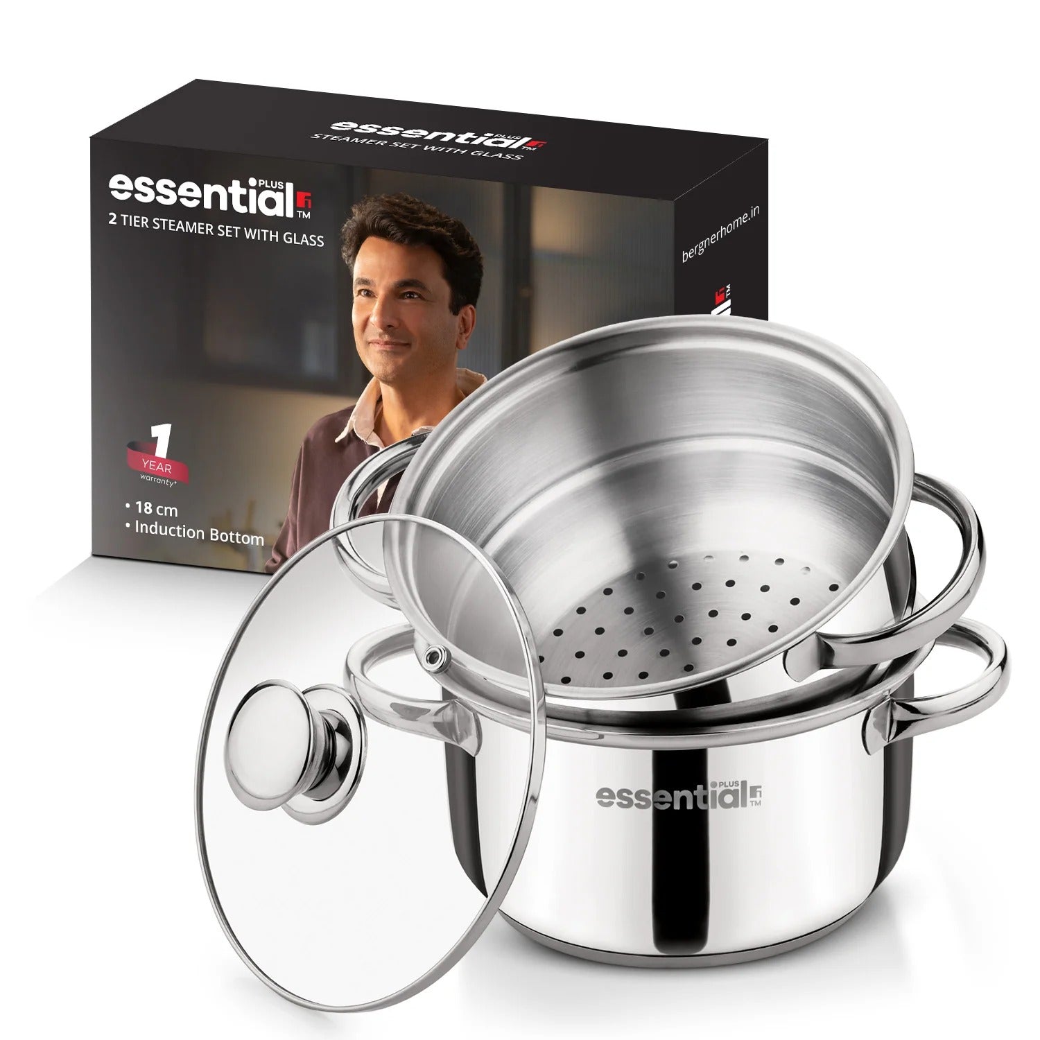Bergner Essential Plus Stainless Steel 2 Tier Steamer (BGIN-6691)