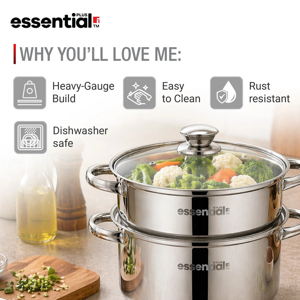 Bergner Essential Plus Stainless Steel 2 Tier Steamer (BGIN-6691)