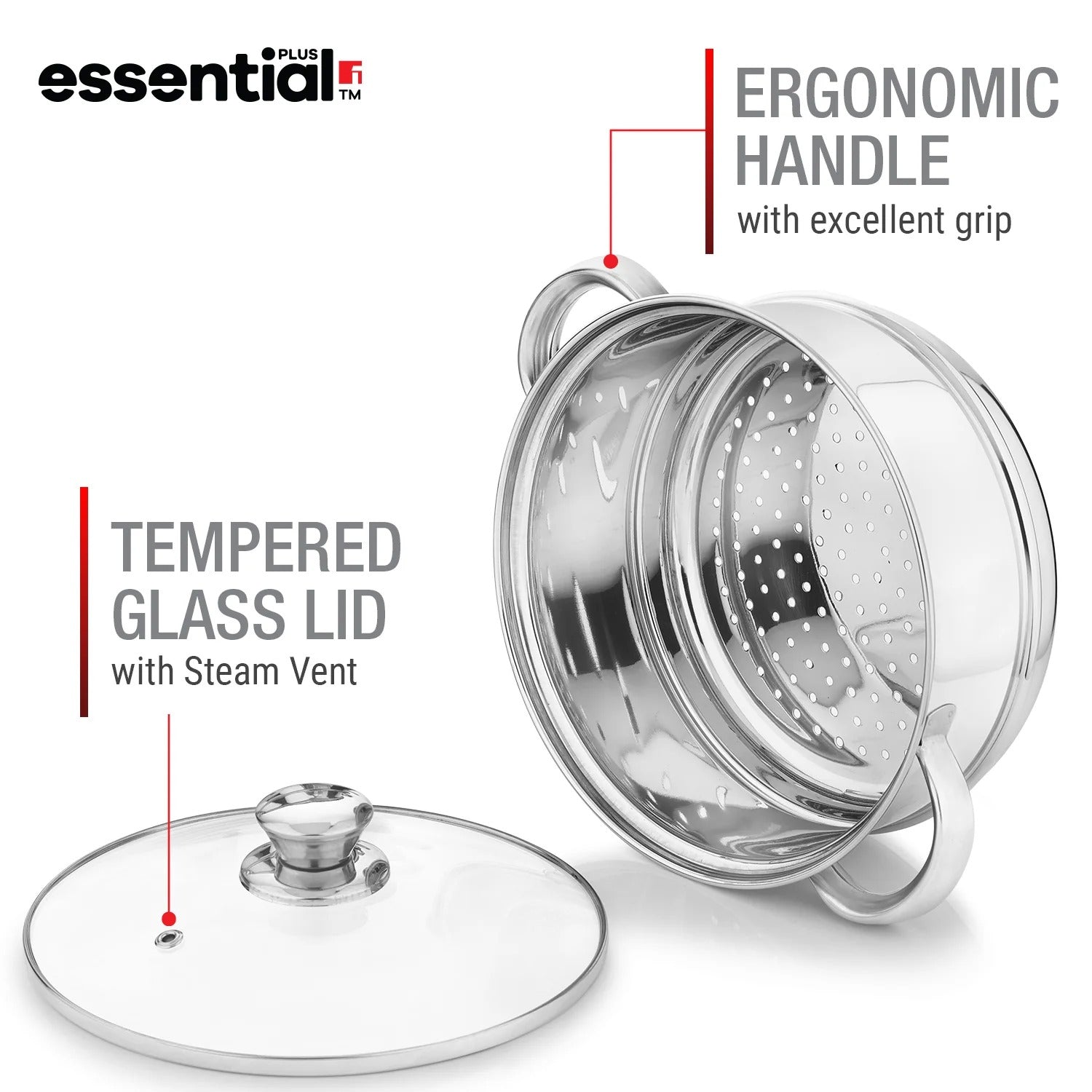 Bergner Essential Plus Stainless Steel 2 Tier Steamer (BGIN-6691)