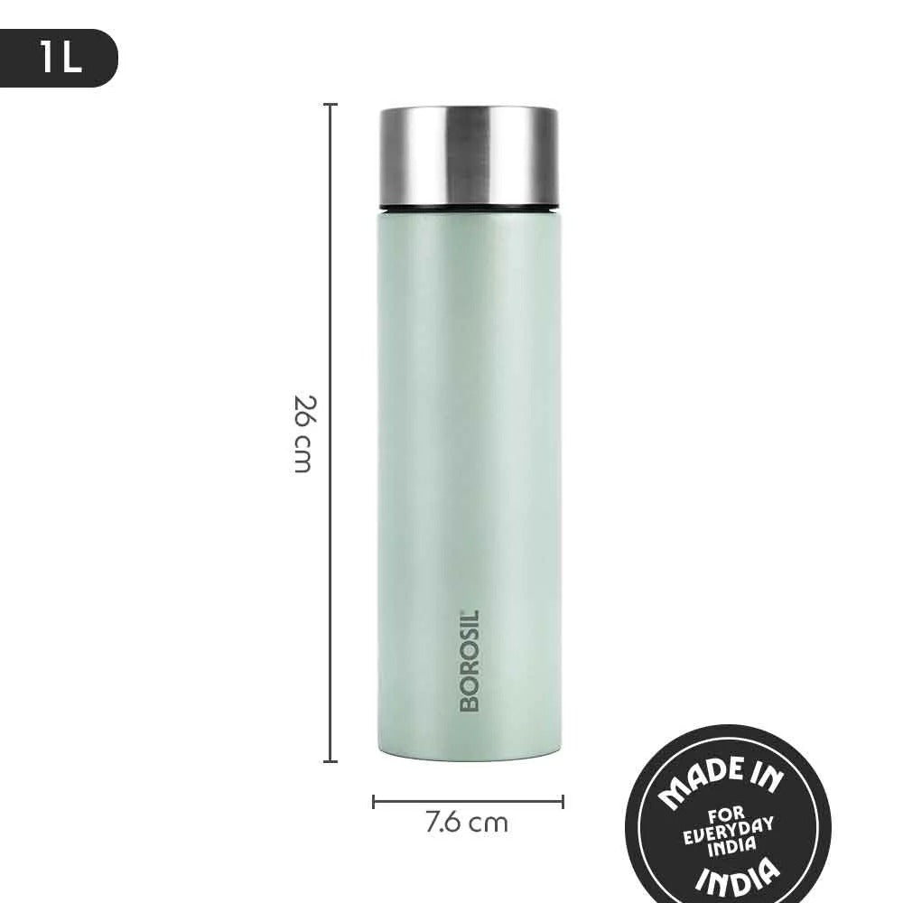 Borosil CoolSip Stainless Steel Single Wall Bottle Mint 1L