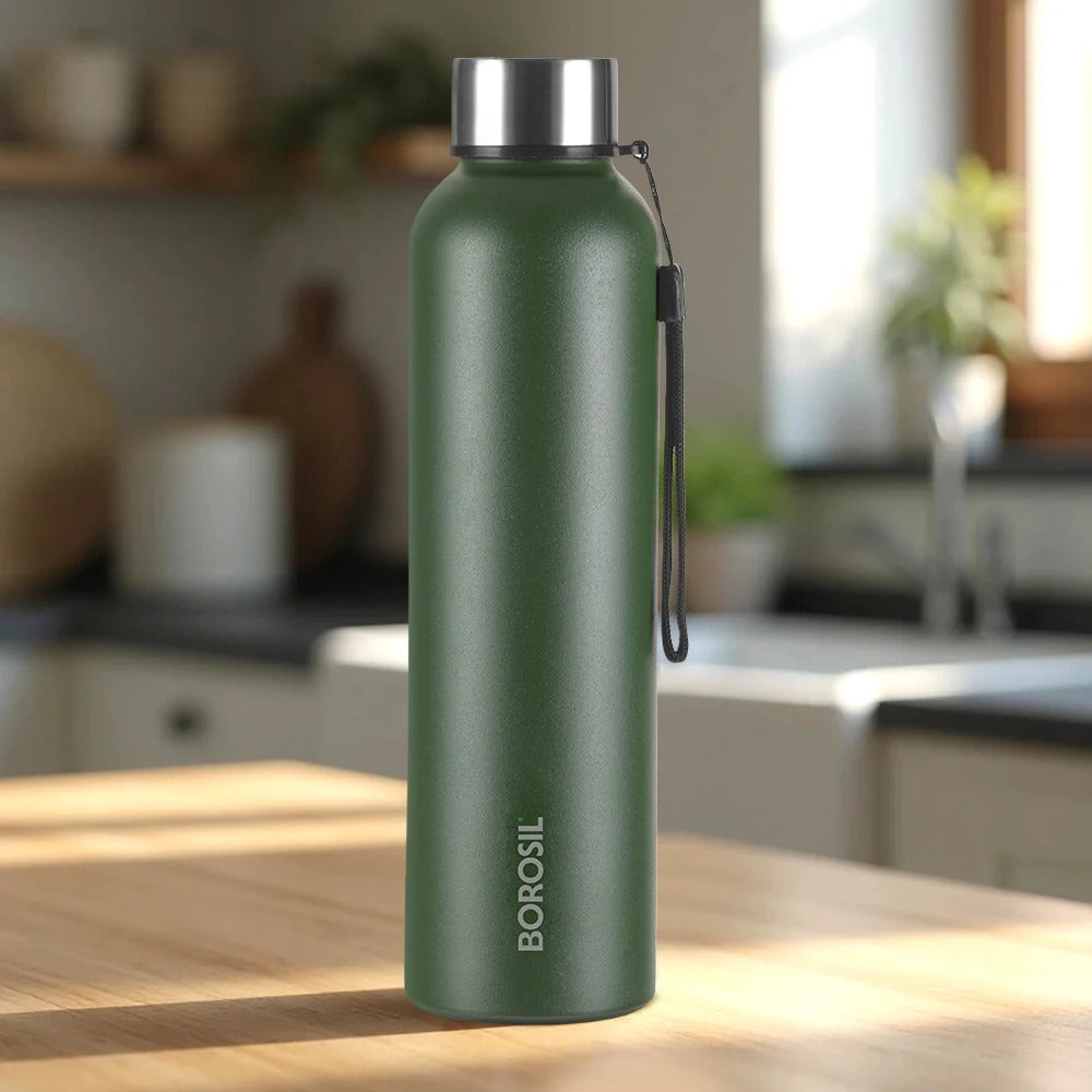 Borosil Laguna Green Stainless Steel Bottle 1L