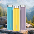 Borosil Apex Single Wall Water Bottle Set of 3 (1L Each) - Teal, Blue & Lavender