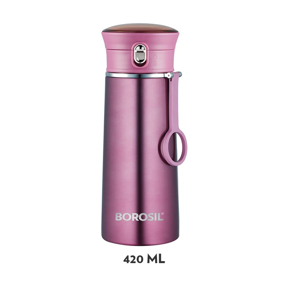 Borosil Hydra Thermoflask Water Bottle Ease Purple 420ml