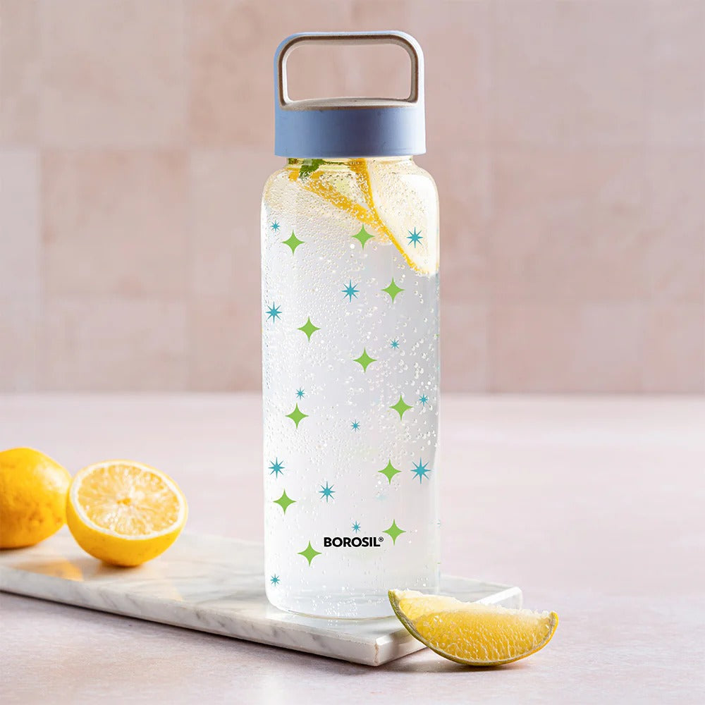 Borosil Cosmic Glass Bottle with Husk Lid