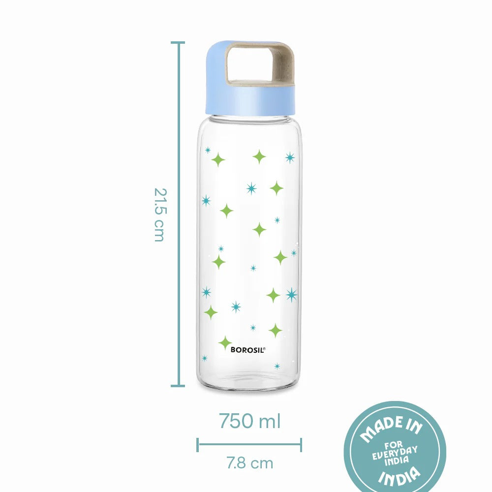 Borosil Cosmic Glass Bottle with Husk Lid