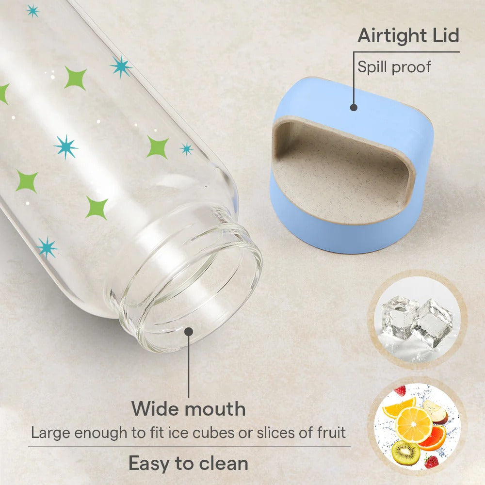 Borosil Cosmic Glass Bottle with Husk Lid