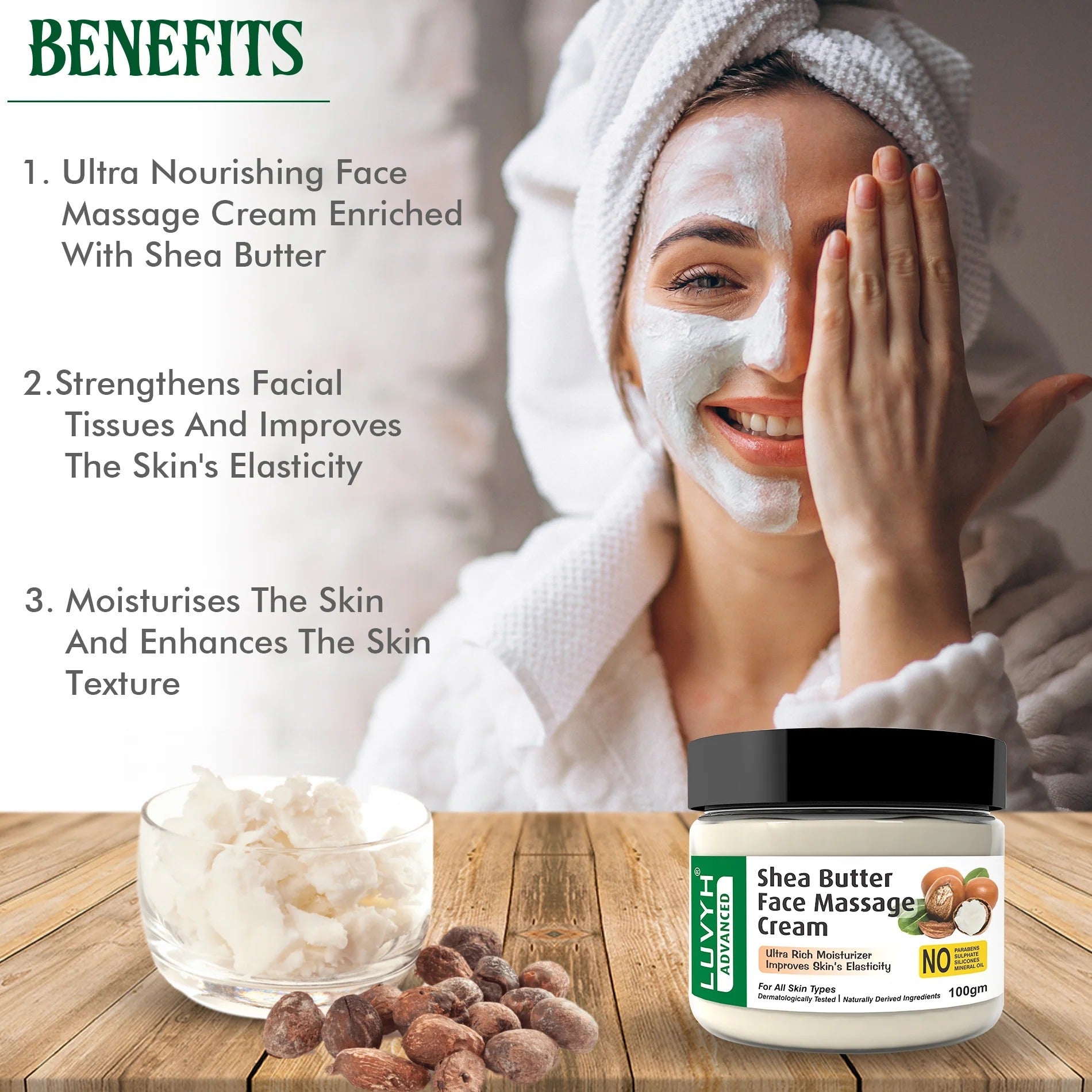 LuvYH Shea Butter Face Massage Cream - 100g