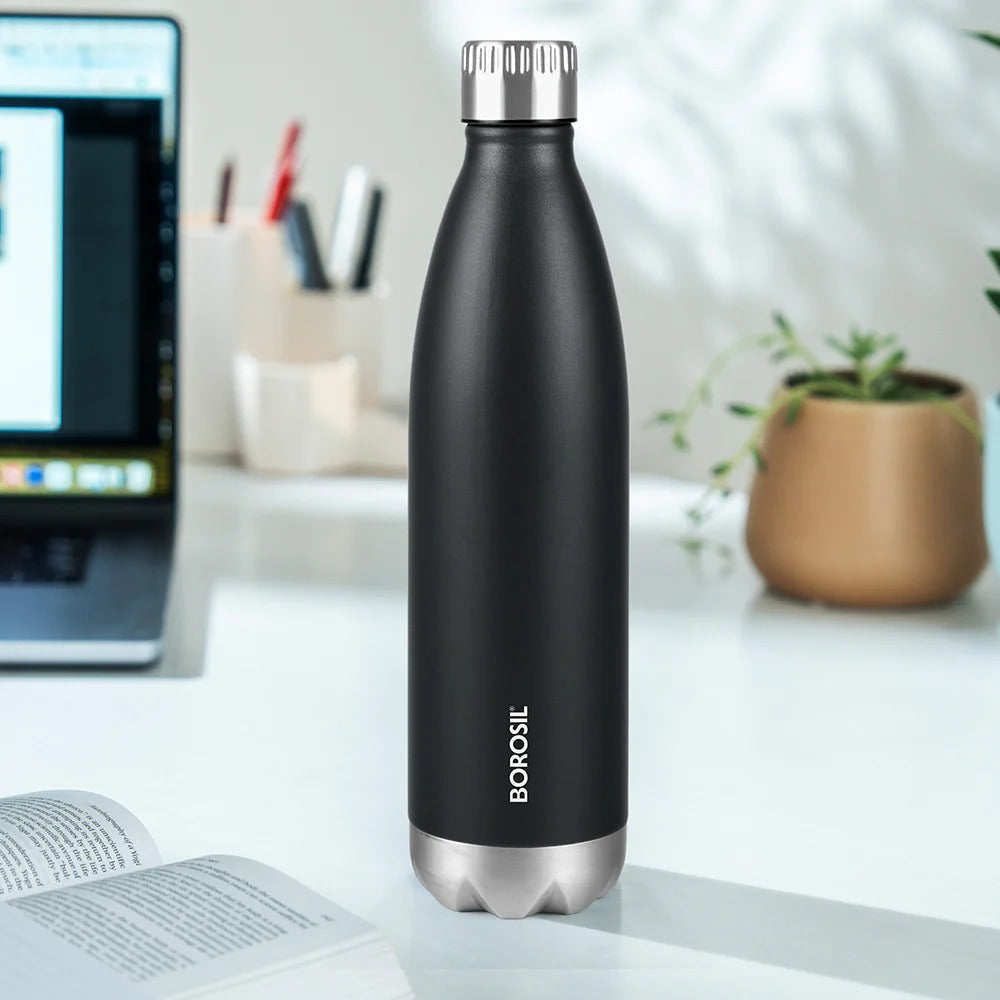 Borosil Bolt Insulated Bottle 500ml Matte Black