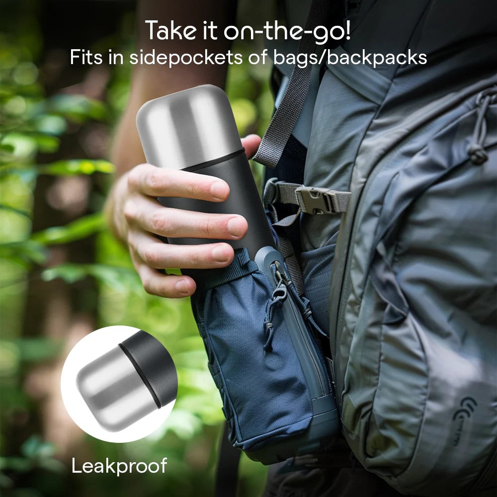 Borosil Thermo Double Wall Insulated Bottle 1L Matte Black