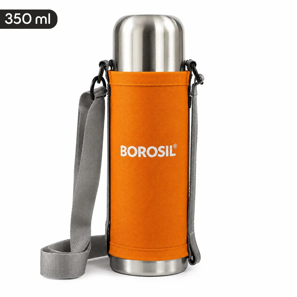 Borosil Thermo Flask Double Wall Bottle Orange 350ml