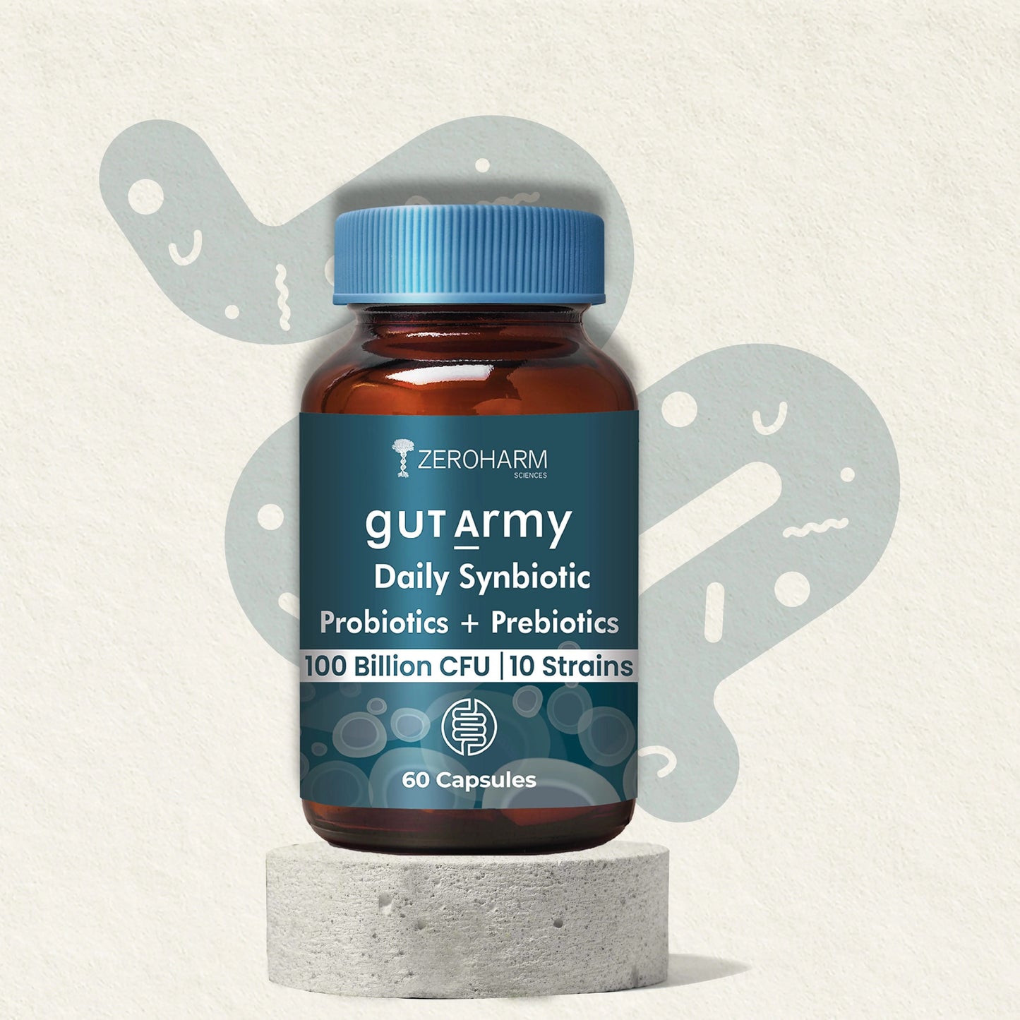 ZEROHARM Gut Army Probiotics Supplement for Men & Women - 60 tabs