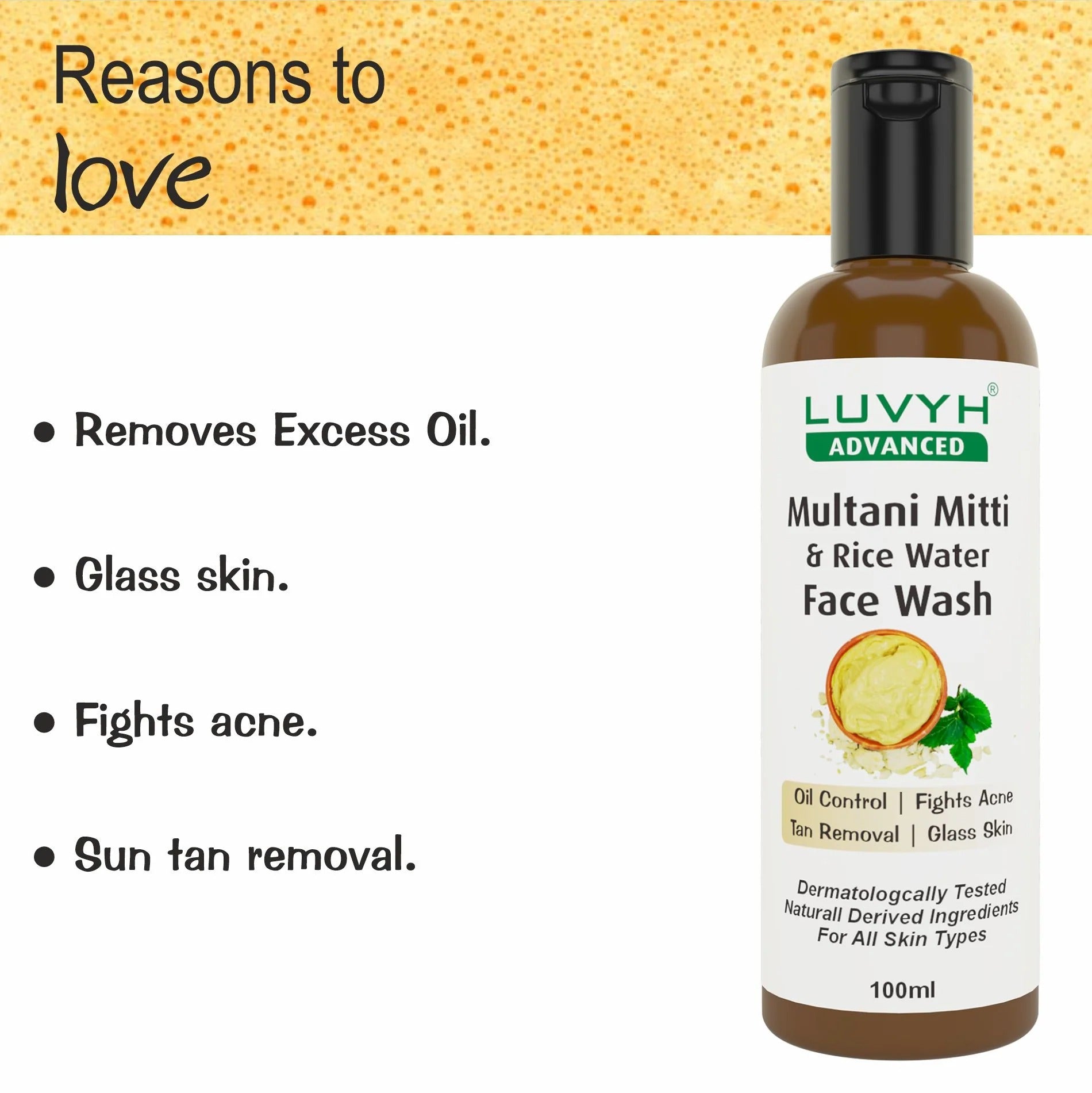 LuvYH Multani Mitti & Rice Water Face Wash - 100ml