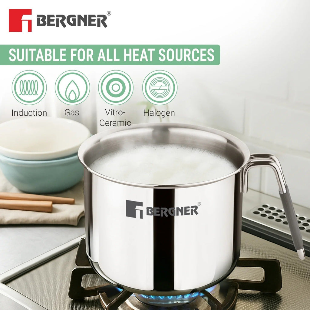 Bergner Argent Tri-Ply Stainless Steel 17cm 2.5L Milk Boiler Induction Bottom (BGD-9812)