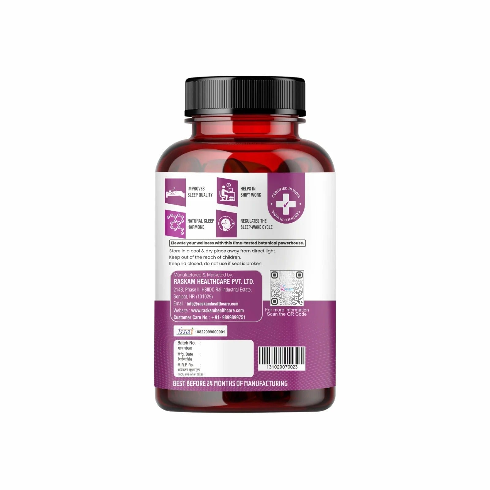 Raskam Melatonin 5mg - 100 capsules