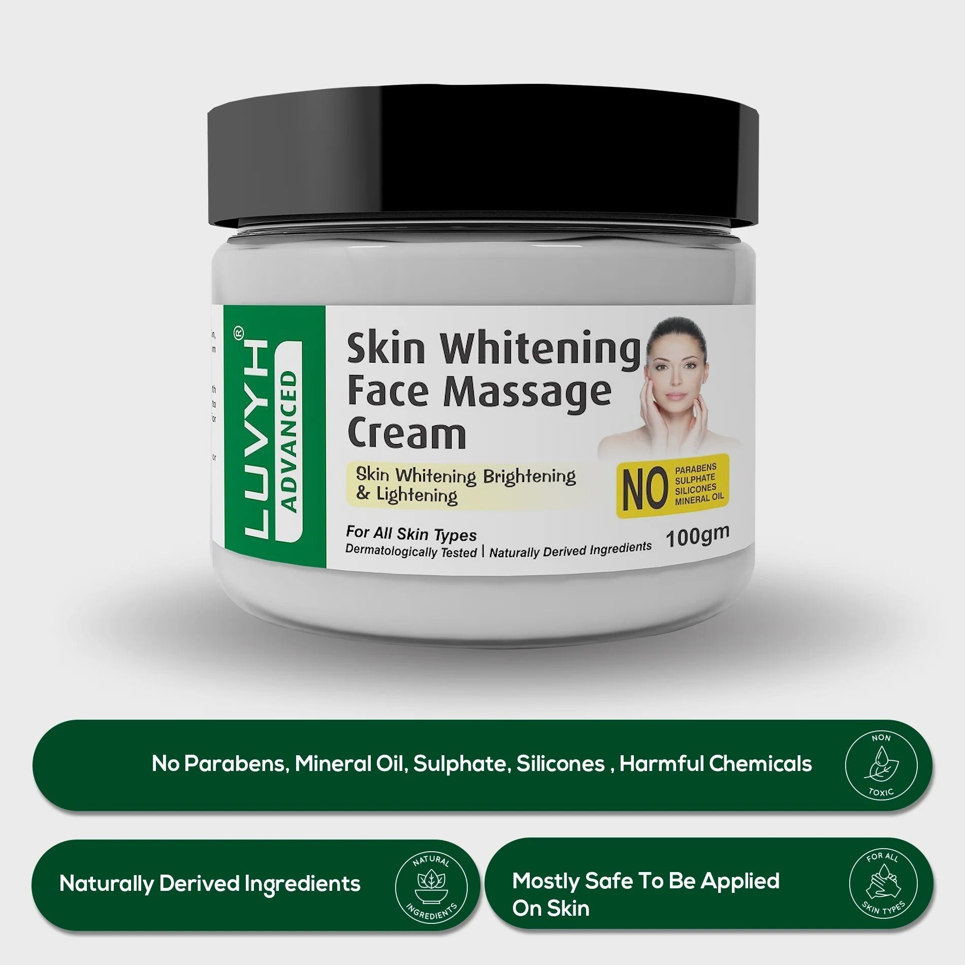 LuvYH Skin Whitening Face Massage Cream - 100g