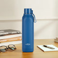 Borosil Larah Cube Square PU Thermoware Bottle 700ml Blue