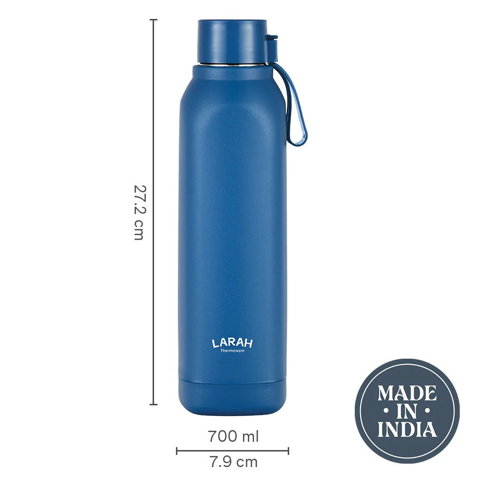 Borosil Larah Cube Square PU Thermoware Bottle 700ml Blue