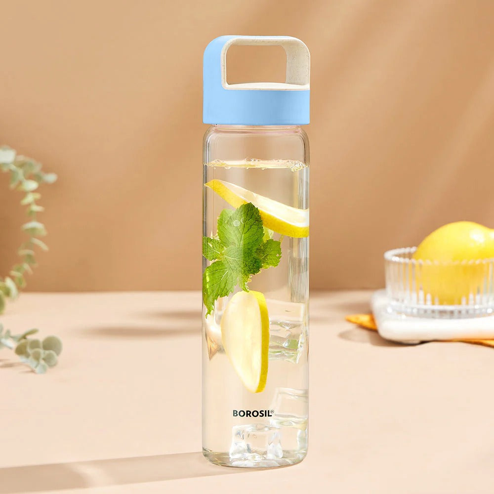 Borosil Neo Borosilicate Glass Water Bottle Blue 1L