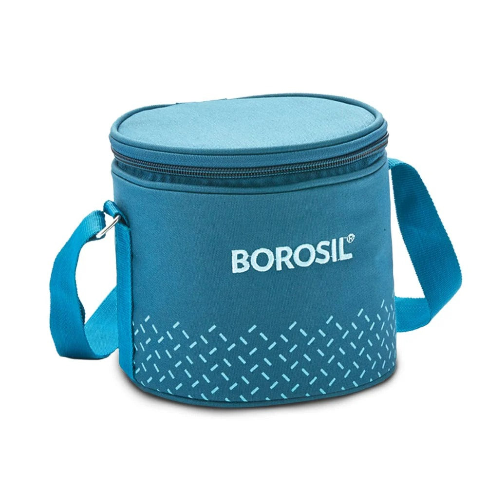 Borosil Glass Tiffin Office Lunch Box Teal Bag 400ml×2