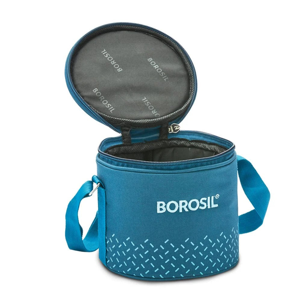Borosil Glass Tiffin Office Lunch Box Teal Bag 400ml×2