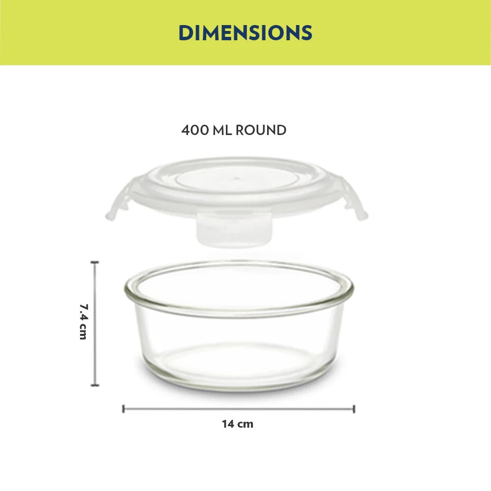 Borosil Steller Glass Tiffin Office Lunch Box Bag 400ml×3