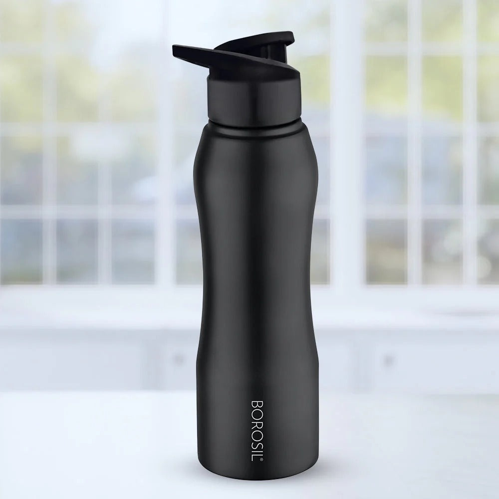 Borosil Grip N Sip Black Water Bottle