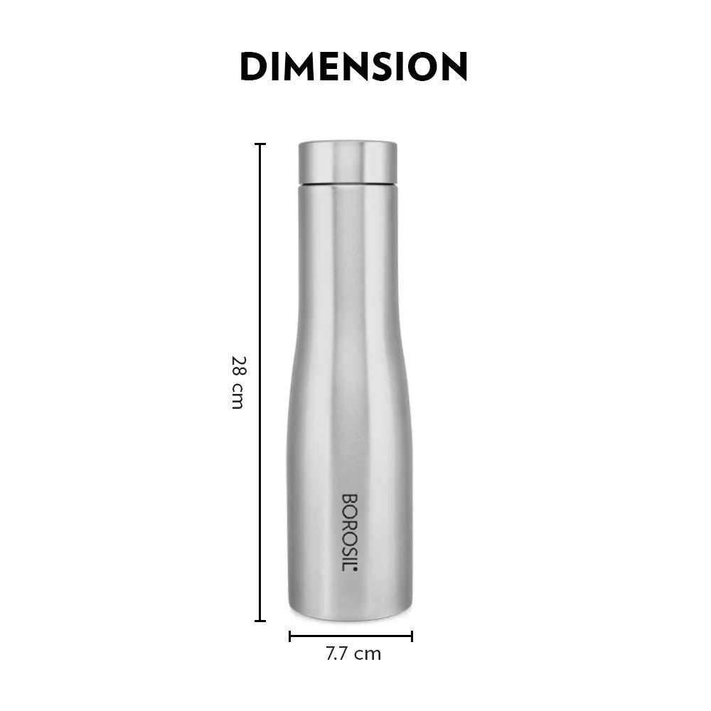 Borosil Swan Stainless Steel Single Wall Bottle 1L