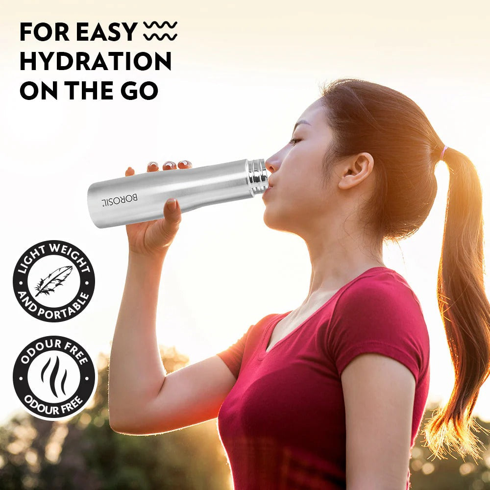 Borosil Swan Stainless Steel Single Wall Bottle 1L