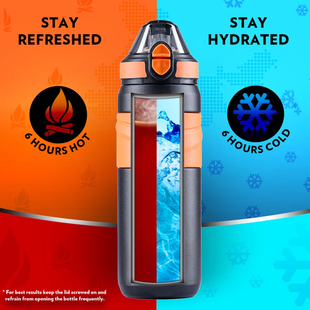 Borosil Hydra Thermoflask Water Bottle Adventure 560ml Black