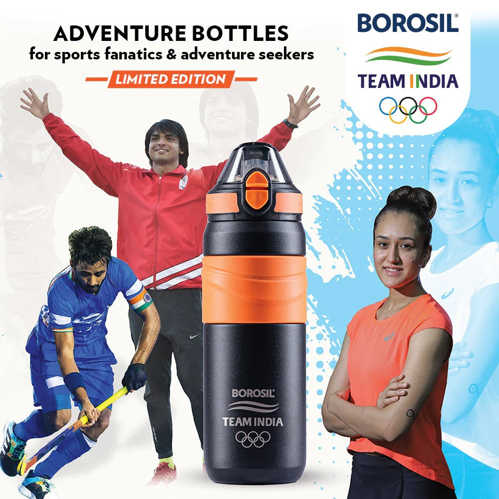 Borosil Hydra Thermoflask Water Bottle Adventure 560ml Black