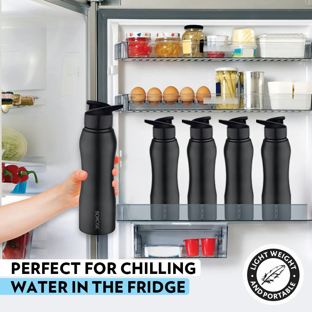 Borosil Grip N Sip Black Water Bottle
