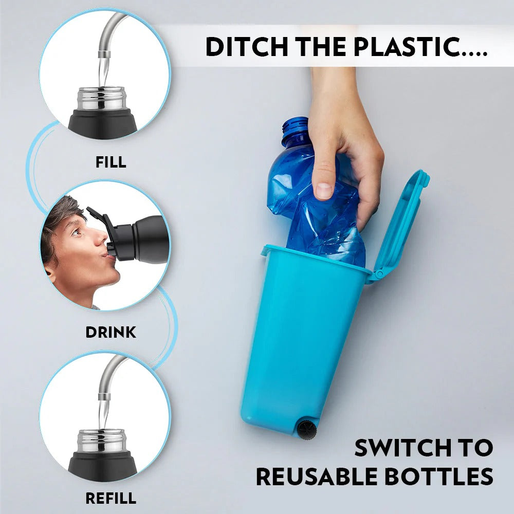 Borosil Grip N Sip Black Water Bottle